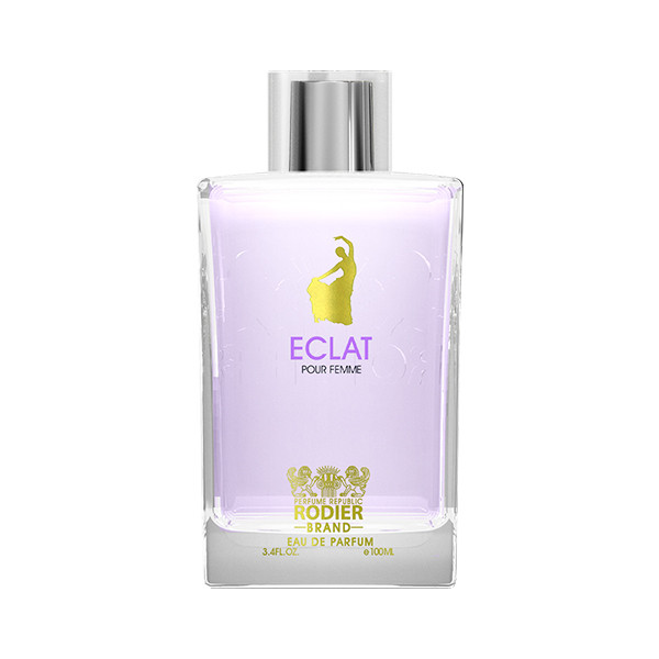 تصویر ادو پرفیوم زنانه رودیر مدل Eclat با طراحی شیشهای شفاف و رایحهای لطیف، گلی و مناسب برای تابستان