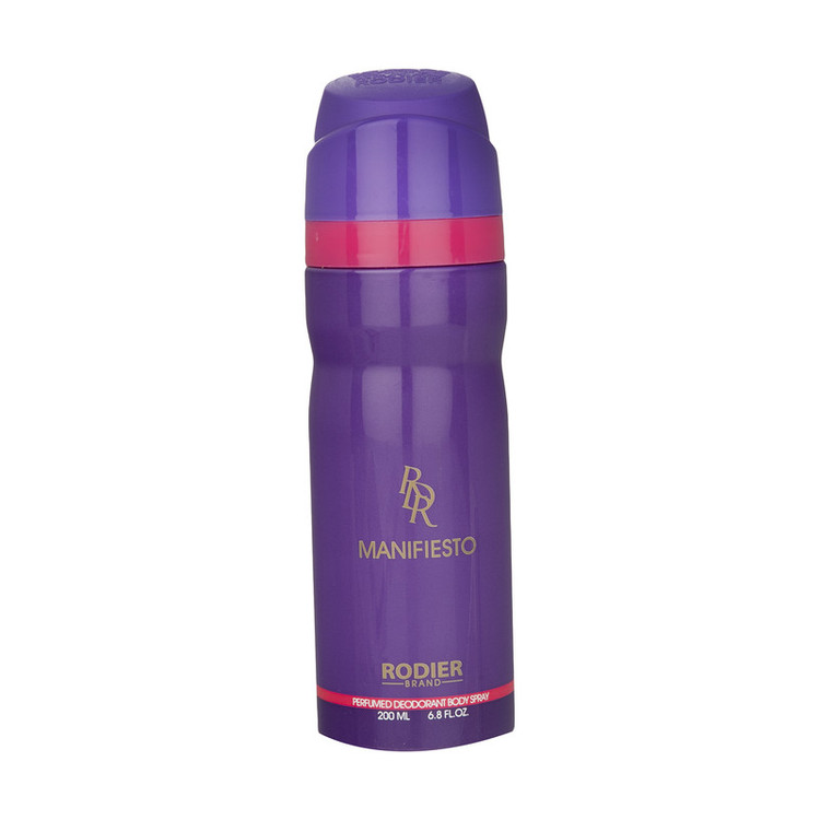 خرید اسپری بدن زنانه رودیر مدل Manifiesto اصل | رایحه گرم، ماندگار و باکیفیت ۲۰۰ میلیلیتر